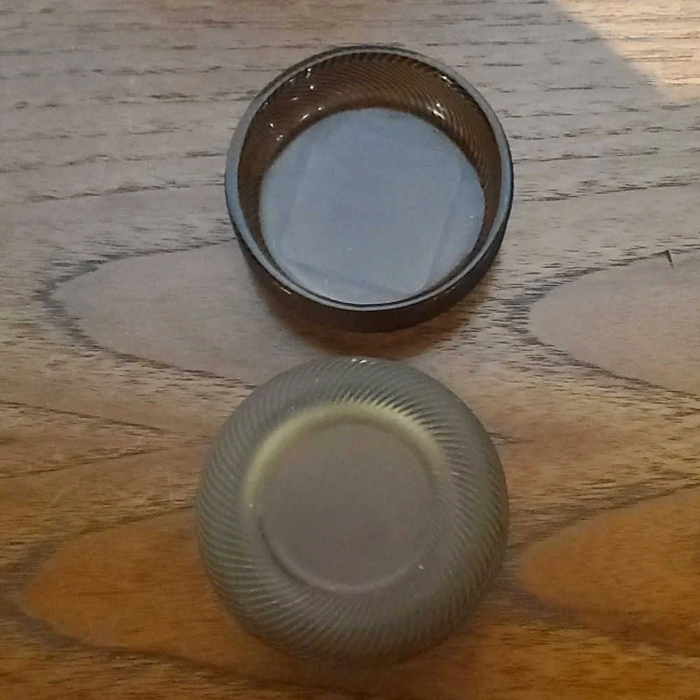 Orange/brown Glass Powder‎ cosmetic Box /Trinket Box w/Lid Vanity